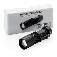 Vue Lampe torche de poche CREE 3 W de couleur noir| Krokrodeal
