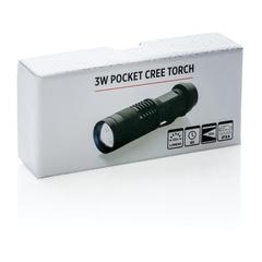 Vue Lampe torche de poche CREE 3 W de couleur noir| Krokrodeal