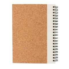 Vue Cahier à spirales en liège avec stylo de couleur blanc| Krokrodeal