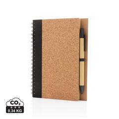 Cahier à spirales en liège avec stylo publicitaire pas cher