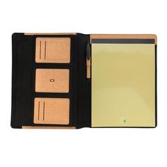 Vue Conférencier A4 en liège avec stylo Deluxe de couleur marron| Krokrodeal