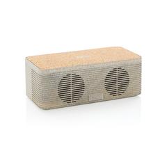Vue Enceinte 5W avec chargeur à induction en fibre de paille de couleur vert| Krokrodeal