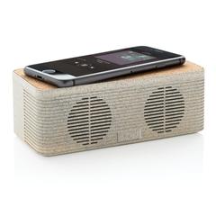 Vue Enceinte 5W avec chargeur à induction en fibre de paille de couleur vert| Krokrodeal