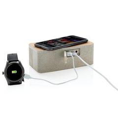 Vue Enceinte 5W avec chargeur à induction en fibre de paille de couleur vert| Krokrodeal