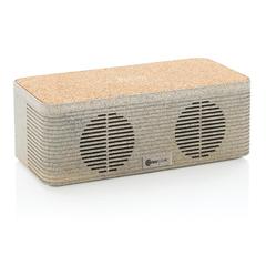 Vue Enceinte 5W avec chargeur à induction en fibre de paille de couleur vert| Krokrodeal