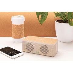 Vue Enceinte 5W avec chargeur à induction en fibre de paille de couleur vert| Krokrodeal