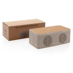 Vue Enceinte 5W avec chargeur à induction en fibre de paille de couleur vert| Krokrodeal