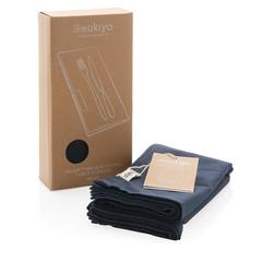 Vue Set de 4 serviettes de table Ukiyo en rcotton 180gr Aware™ de couleur bleu| Krokrodeal