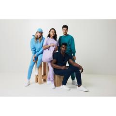 Vue Jogging en coton recyclé Iqoniq Cooper de couleur bleu| Krokrodeal