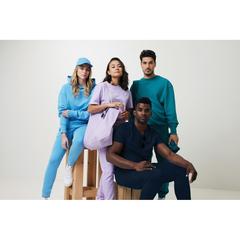 Vue Jogging en coton recyclé Iqoniq Cooper de couleur bleu| Krokrodeal
