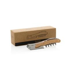 Vue Décapsuleur et tire-bouchon en bois de couleur marron| Krokrodeal
