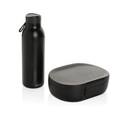 Vue Boîte à lunch 700ml en PP recyclé RCS Avira Atlas de couleur noir| Krokrodeal