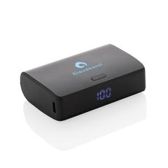 Vue Powerbank 10000mAh charge rapide, plastique RCS, Flashcharge de couleur noir| Krokrodeal