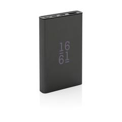 Vue Powerbank 5000 mAh en aluminium recyclé Terra RCS de couleur gris| Krokrodeal