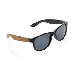 Vue Lunettes de soleil en PC recyclé GRS avec liège de couleur noir| Krokrodeal