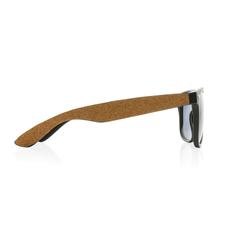Vue Lunettes de soleil en PC recyclé GRS avec liège de couleur noir| Krokrodeal