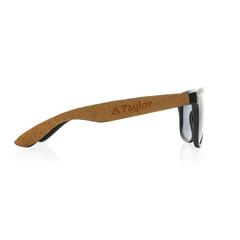 Vue Lunettes de soleil en PC recyclé GRS avec liège de couleur noir| Krokrodeal