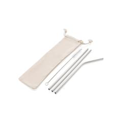 Vue Set de pailles en acier inoxydable de couleur gris| Krokrodeal