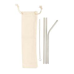 Vue Set de pailles en acier inoxydable de couleur gris| Krokrodeal