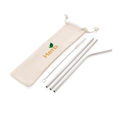 Vue Set de pailles en acier inoxydable de couleur gris| Krokrodeal