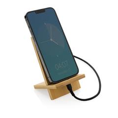 Vue Support téléphone en bambou dans une boîte kraft de couleur marron| Krokrodeal