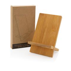 Vue Support téléphone en bambou dans une boîte kraft de couleur marron| Krokrodeal