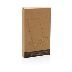 Vue Support téléphone en bambou dans une boîte kraft de couleur marron| Krokrodeal
