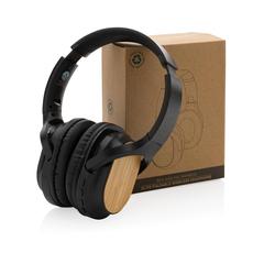 Vue Casque sans fil pliable en bambou et plastique RCS Elite de couleur noir| Krokrodeal