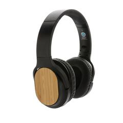 Vue Casque sans fil pliable en bambou et plastique RCS Elite de couleur noir| Krokrodeal