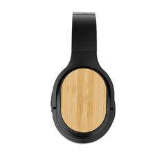 Vue Casque sans fil pliable en bambou et plastique RCS Elite de couleur noir| Krokrodeal