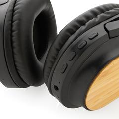 Vue Casque sans fil pliable en bambou et plastique RCS Elite de couleur noir| Krokrodeal