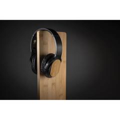 Vue Casque sans fil pliable en bambou et plastique RCS Elite de couleur noir| Krokrodeal