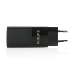 Vue Chargeur mural USB 3 ports PD ultra-rapide Philips 65 W de couleur noir| Krokrodeal