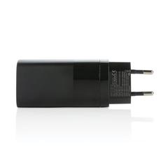 Vue Chargeur mural USB 3 ports PD ultra-rapide Philips 65 W de couleur noir| Krokrodeal