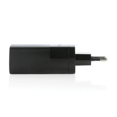 Vue Chargeur mural USB 3 ports PD ultra-rapide Philips 65 W de couleur noir| Krokrodeal