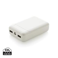 Vue Batterie de secours 10.000 mAh en plastique recyclé RCS de couleur blanc| Krokrodeal