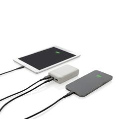 Vue Batterie de secours 10.000 mAh en plastique recyclé RCS de couleur blanc| Krokrodeal