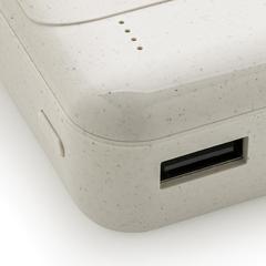 Vue Batterie de secours 10.000 mAh en plastique recyclé RCS de couleur blanc| Krokrodeal