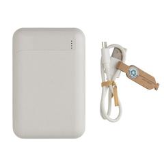 Vue Batterie de secours 10.000 mAh en plastique recyclé RCS de couleur blanc| Krokrodeal