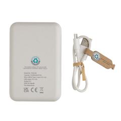 Vue Batterie de secours 10.000 mAh en plastique recyclé RCS de couleur blanc| Krokrodeal