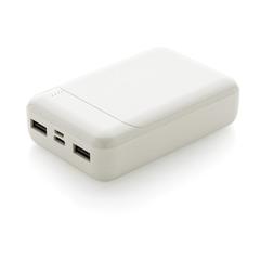 Vue Batterie de secours 10.000 mAh en plastique recyclé RCS de couleur blanc| Krokrodeal