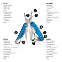 Vue Outil multifonctions avec mousqueton Solid de couleur bleu| Krokrodeal