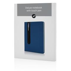 Vue Carnet A5 à couverture rigide en PU avec Stylo tactile de couleur bleu| Krokrodeal