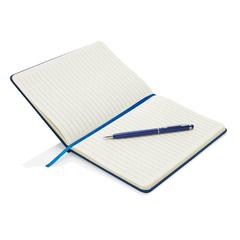Vue Carnet A5 à couverture rigide en PU avec Stylo tactile de couleur bleu| Krokrodeal