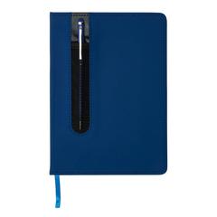 Vue Carnet A5 à couverture rigide en PU avec Stylo tactile de couleur bleu| Krokrodeal