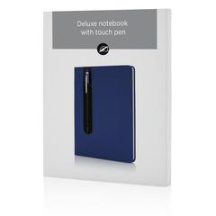 Vue Carnet A5 à couverture rigide en PU avec Stylo tactile de couleur bleu| Krokrodeal