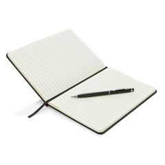 Vue Carnet A5 à couverture rigide en PU avec Stylo tactile de couleur noir| Krokrodeal