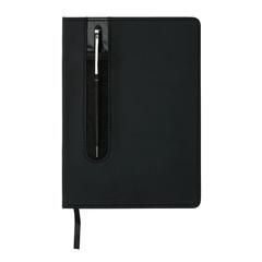 Vue Carnet A5 à couverture rigide en PU avec Stylo tactile de couleur noir| Krokrodeal