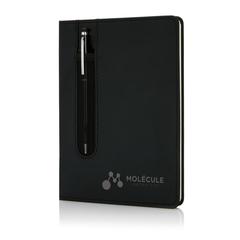 Vue Carnet A5 à couverture rigide en PU avec Stylo tactile de couleur noir| Krokrodeal
