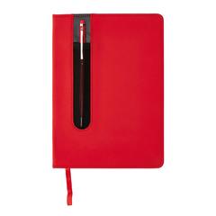 Vue Carnet A5 à couverture rigide en PU avec Stylo tactile de couleur rouge| Krokrodeal